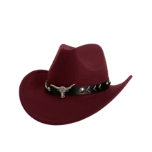 1pc A Unisex Classic Western Cowboy Hat With A Silver Bull Shape Trim For Casual Everyday Wear, Western Cowboy Party, Bar Cowboy - Arrow Black Leather Hat - View 3