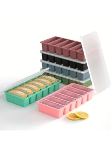 Ice Cube Trays With Lids, Ice Cube Molds, Silicone Ice Cube Trays, Flexible Silicone Ice Tray, Anti-Spill Removable Lids, Stackable With Lid, Kitchen Accessories, Small Kitchen Tools, PP Use Healthy Kitchen Tools, Various Colors