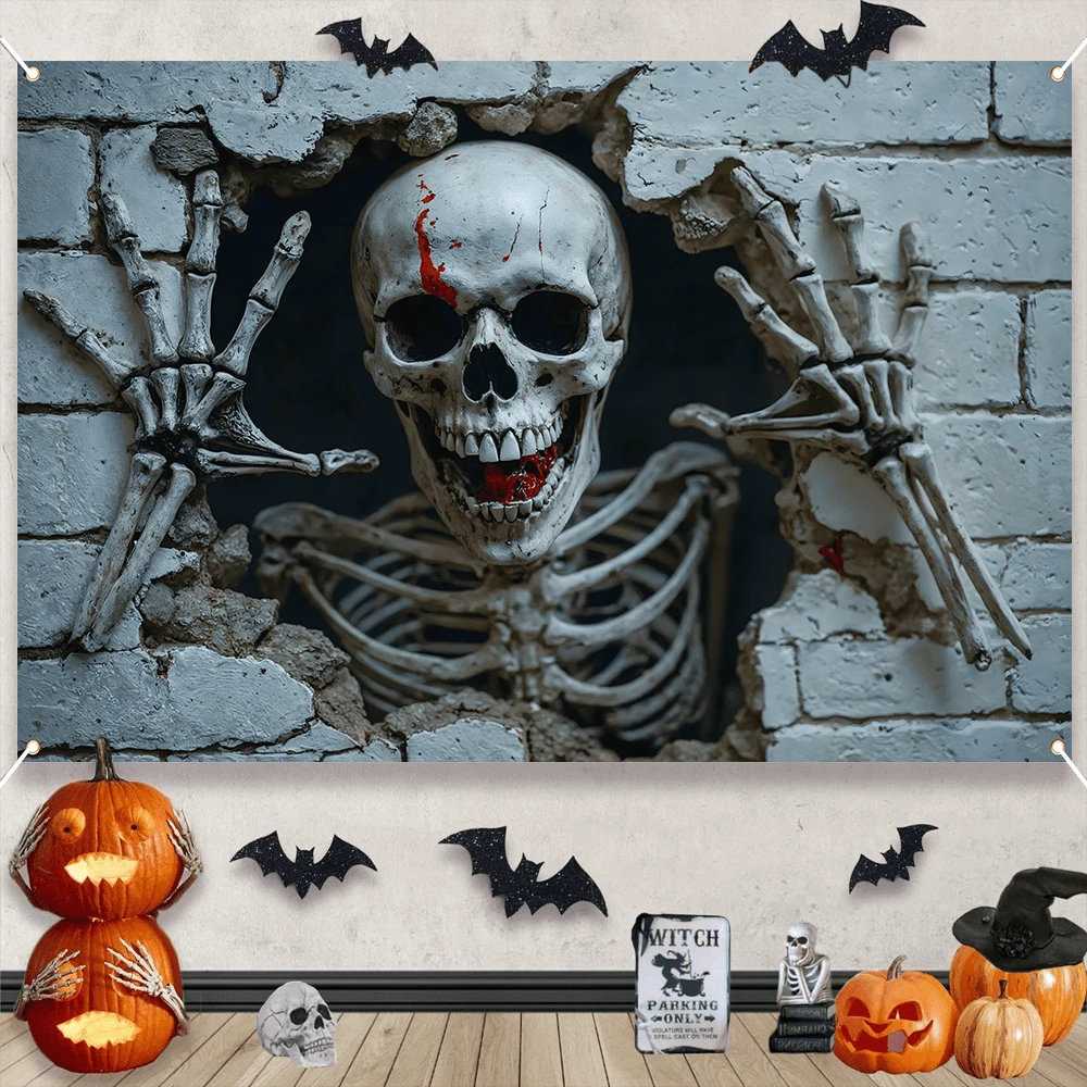 1 pezzo Arazzi da parete in stile Sk Hol Hole 180x110cm, tema inquietante, adatto per feste di Ognissanti, camera da letto, soggiorno, nuovo tessuto decorativo in poliestere 2025 per Ognissan, decorazioni per scene di feste, decorazione per la casa