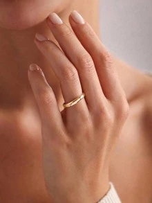 1pc Solid Platinum Couple Ring With Full Starry Sky Design, Made Of S925 Sterling Silver, Exquisite Jewelry Gift In European & American Style - Gold - View 7