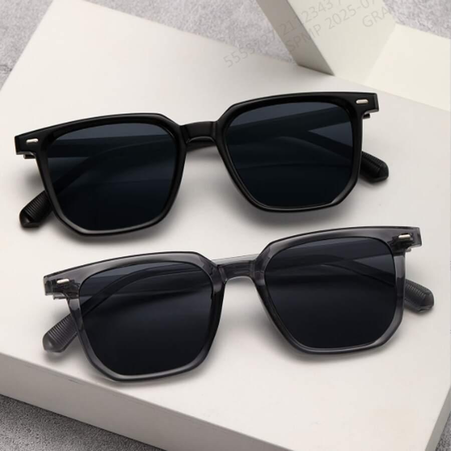 半副男士塑料几何经典永恒眼镜组合，适合街头摄影、休闲佩戴、节日礼物、户外休闲活动配饰