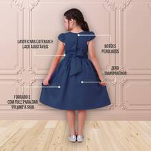 Children's Dress For Girls, Party, Wedding, Baptism, Graduation, Birthday, Princess Style With Pearls - 藏蓝色 - 查看 8