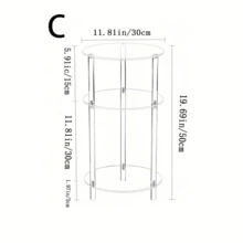 1 套透明圆形亚克力边桌，2/3 层现代小咖啡桌床头柜，适用于客厅、卧室和浴室，简约 - 透明 - 查看 9
