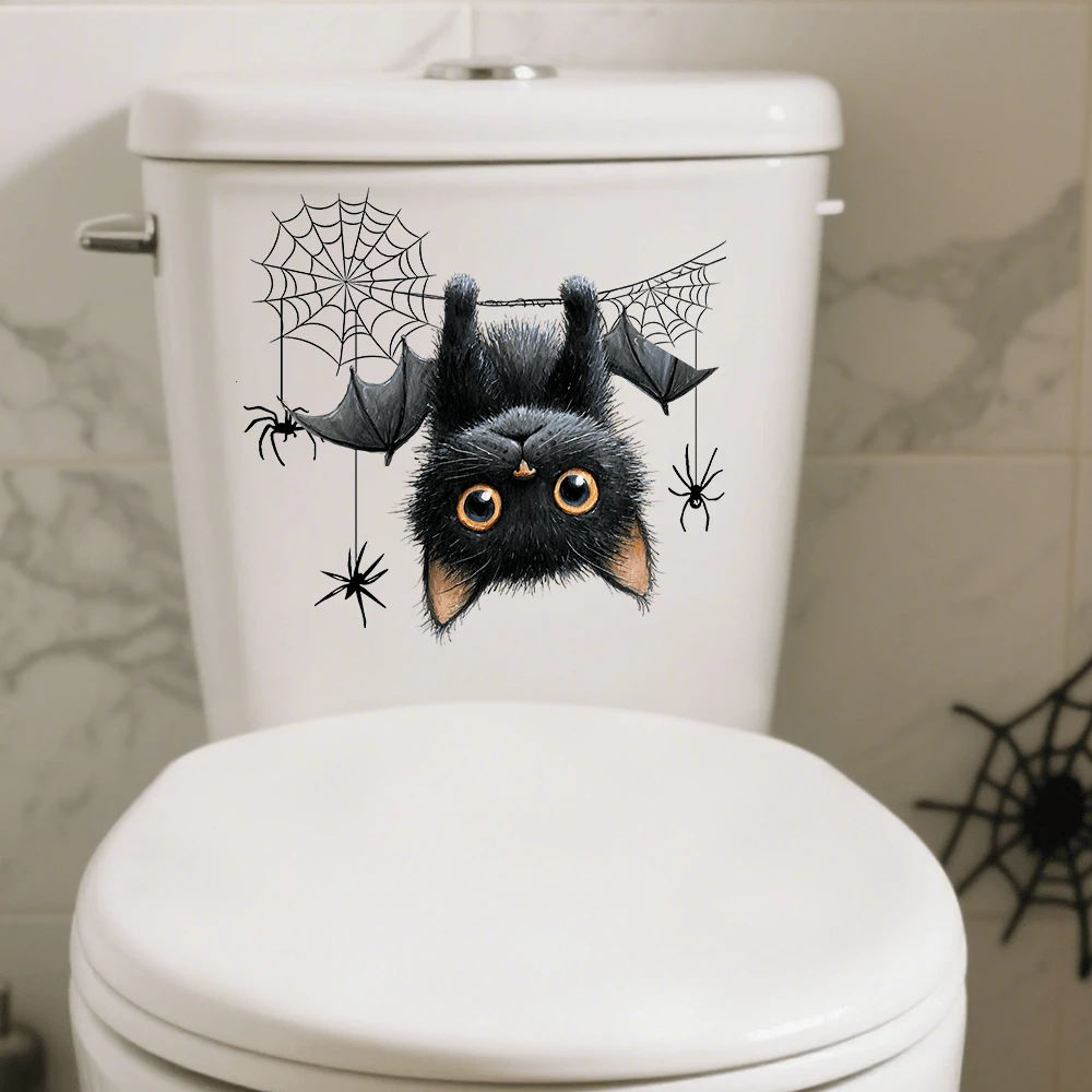 1pc/3pcs/5pcs Halloween Cute Black Cat Bat Wall Stickers Window Stickers Toilet Decoration Stickers With A Strong Halloween Vibe, Home Stickers For The Room Are Perfect For Halloween Room Bedroom Bedroom Living Room Cafe Office Dining Room Bathroom Toilet Wall Window Decoration Stickers Ideal Halloween Gifts For Family And Friends. Home Decor Halloween Decor Room Decor Wall Decor Living Room Decor Halloween Decorations Halloween Decoration - Multicolor - View 1