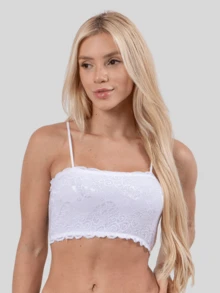 Women's Lace Top Set With Thin Straps - 白色和米色 - 查看 3