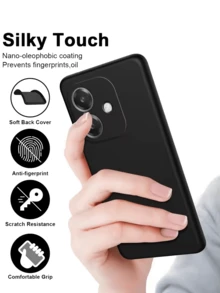 2Pcs Soft TPU Back Cover Shockproof Silicone Bumper Anti-Fingerprints Full-Body Protective Case Cover Compatible With OPPO (Black) Waterproof Anti-Fall Scratch Resistant - Black - View 6
