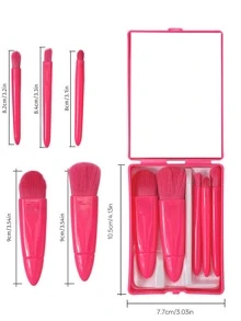 5 Piece Portable Makeup Brush Set With Mirror, Makeup Brush Case, Multi-Purpose Powder Brush, Blush Brush With Mirror Case, Mini Multi-Purpose Powder Brush, Foundation Brush, Eyeshadow Brush & Beauty Tools Blending Brush, Makeup Brush, Makeup Brush, Makeup Brush,Brush Set,Makeup Brush Kit,Make Up Brush Set,Make Up Set Complete,Makeup Brush Set,Complete Makeup Kit,Brush Kit,Brushes Makeup Set,Makeup Gift Set - Multicolor - View 5