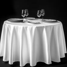 1Pc Rectangular/Round Elegant Satin Tablecloth Luxury Glossy Polyester Table Cover For Wedding, Party, Banquet Table Cover For Elegant Decor For Formal Dining Extra-Long Rectangular Table Cover Shiny Bridal Banquet Tablecloth For Reception & Party Machine Washable