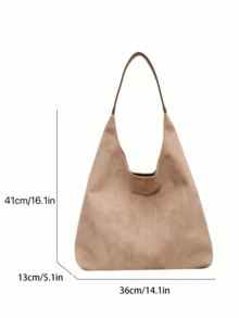 Bộ 2 trong 1: Túi đeo chéo da lộn cổ điển & Túi tote dành cho nữ, Sức chứa lớn, Cao cấp, Thích hợp để đi làm và sử dụng ngoài trời, Hàng mới về mùa thu/đông - Màu be - Xem 10