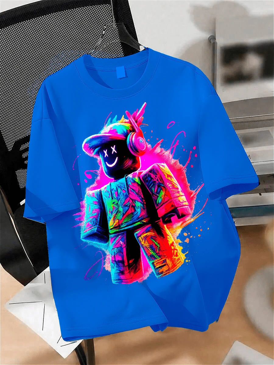 Camiseta Infantil Estampa Gráfica Personagem Neon 100% Algodão