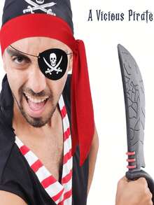 4pcs Pirate Accessories Set, Including 2pcs Pirate Headbands And 2pcs Pirate Eye Patches, For Pirate Party Halloween - Multicolor - View 3