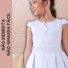 Children's Dress For Girls, Party, Wedding, Baptism, Graduation, Birthday, Princess Style With Pearls - 白色 - 查看 4