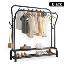 Lislark White Heavy Double Clothes Rail Hanging Rack Garment Display Stand Storage Shelf, Strong Support And Durability, Clean And Simple, Suitable For Any Style Of Living Space - Black - View 3