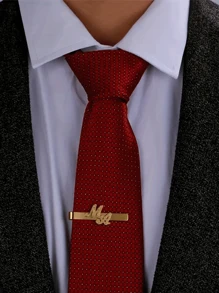 Clip de corbata grabado personalizado mate, gemelos de acero inoxidable con monograma, joyería de boda para el novio, accesorios de moda para hombres