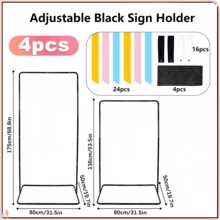 Vincidern 4Pcs 69 Inches Black Easel Stand For Sign,Adjustable Wedding Sign Stand For Display, Wedding Seating Chart Stand,Metal Poster Stand Easel For Painting With Leather Sign Hanging Straps - Black - View 2