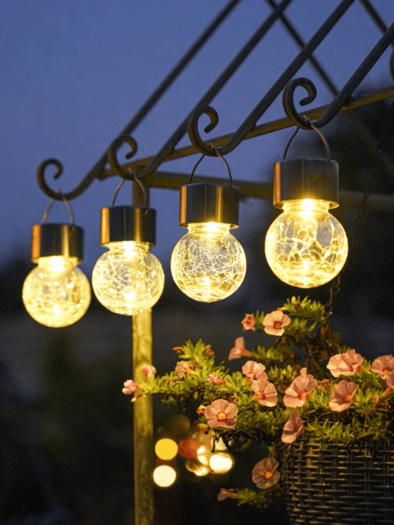 1 件裂纹玻璃太阳能吊灯，防水户外庭院花园露台装饰照明，适用于花园、公园、后院、求婚、露营、派对氛围照明