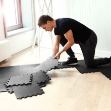 30*30cm,6-60 Puzzlematte Bodenschutzmatte Schutzmatten Sportmatte Gymnastikmatte Puzzlematte Unterlegmatten Sportgeräte Fitnessmatten Turnmatte Trainingsmatte für Fitnessraum &Fitnessgerät - Schwarz - Übersicht 9