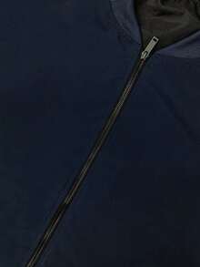 Men's Lightweight Casual Baseball Jacket, Fashionable Spring/Autumn Outerwear, Long Sleeve, Baseball Collar, Zipper - Blue - View 3