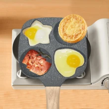 ABKOK 不粘煎锅 - 分隔式烹饪表面，可完美烹制鸡蛋和汉堡（适用于燃气/电磁炉） - 四孔圓形鍋(D款) - 查看 3