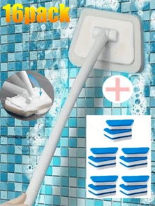 7/11/16PCS Long Handle Cleaning Brush With Replaceable Sponge - Multi - Purpose For Kitchen & Bathroom, Tile & Glass Cleaner, Efficient & Durable, Easy To Use, 16 - Pack With 15 Replacement Sponges, Stain Remover Scrub Brush, Home Essentials Cleaning Supplies, Versatile Deep Cleaning, Water - Absorbent Sponge, Convenient & Hygienic Cleaning Tool, Ideal For Various Surfaces, High - Quality Cleaning Accessory, Must - Have For Home Cleaning, Effective Grease Removal, Long - Lasting Performance, User - Friendly Design, Perfect For Daily Cleaning Tasks - 白色 - 查看 1