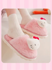Lindas pantuflas de peluche de Hello Kitty, pantuflas esponjosas de color rosa para mujeres y niñas, suela antideslizante, calzado de dormitorio cómodo y cálido, zapatos interiores suaves y mullidos con diseño de personaje de dibujos animados, ideal para el invierno, regalo perfecto para amigos y familiares, excelente para relajarse en casa, apto para mayores de 4 años, disponible en múltiples tallas