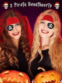 4pcs Pirate Accessories Set, Including 2pcs Pirate Headbands And 2pcs Pirate Eye Patches, For Pirate Party Halloween - Multicolor - View 5