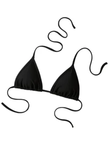Sexy Neon Green Tie-Up Beach Bikini Set - Black - View 7