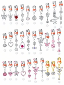 CIZME Fake Belly Rings Stainless Steel Gold Dangle Belly Button Rings Non Piercing Navel Jewelry Fake Pierced Navle Rings For Women Daily Wear - Multicolor-2 - View 2