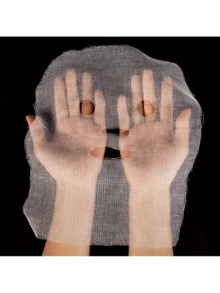 100片装护肤纱布纤维面膜，海藻软化面膜粉美容纱布垫 - 白色 - 查看 3