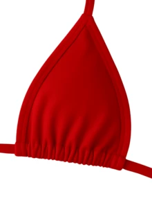 Sexy Neon Green Tie-Up Beach Bikini Set - Red - View 3