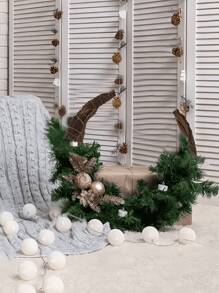 1个新月形葡萄藤花环，适合斋月DIY装饰，木质藤蔓圆形花环，春季花环，饰以人造枫叶、丰收南瓜和松果，适合感恩节、壁炉、窗户、生日派对、家居墙面装饰、情人节、毕业礼物