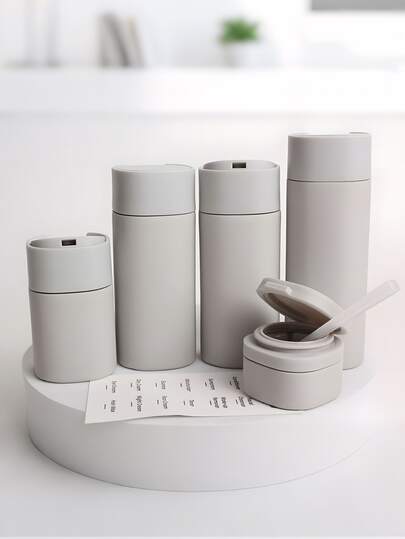 5 件装多色便携式柔软触感面霜旅行分配瓶套装，适用于乳液、清洁剂、洗发水旅行必需品度假旅行瓶