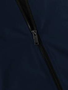 Men's Lightweight Casual Baseball Jacket, Fashionable Spring/Autumn Outerwear, Long Sleeve, Baseball Collar, Zipper - Blue - View 5