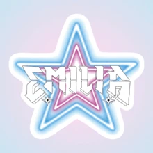 Pegatina de vinilo de estrella de neón Emilia - Calcomanía duradera para múltiples superficies para autos, motocicletas, portátiles y cajas de herramientas - Diseño vibrante de color rosa y azul, pegatina de vinilo para auto