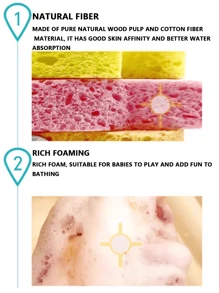 Kids Bath Sponge, Cartoon Soft Scrub Towel, Baby Bath Shower Sponge, Wood Pulp Material, Lather Easily