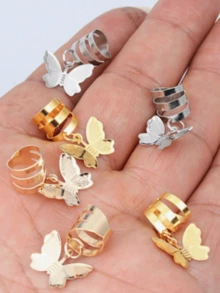 15 piezas de Scrunchies para el cabello con mariposas y borlas tejidas, pulsera de cabello de aleación ajustable para mujeres, adecuada para uso diario