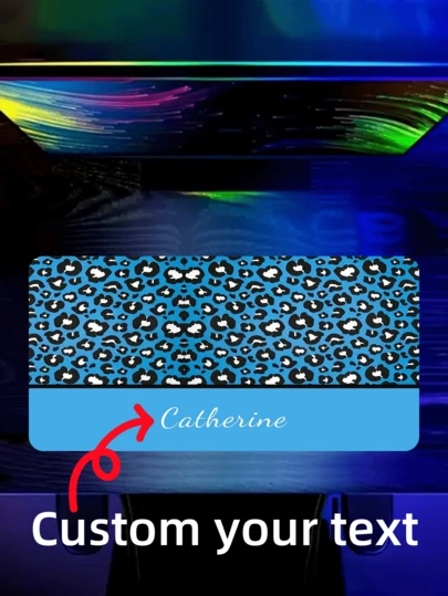 1 Pc Customized Name Text Mouse Pad, Retro Leopard Print Pattern Desk Mat, Birthday Gift For Friend, Personalized Multifunctional Game Office Supplies Non-Slip Desk Accessory