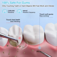 Plaque Remover For Teeth - Ultrasonic Tartar Remover Cleaning Kit For Teeth, Safe For Sensitive Gums Dental, Calculus Remover Teeth Cleaning Kit 4 Adjustable Cleaning With Replaceable Heads, IPX6 Waterproof With LED Light - Black - View 2