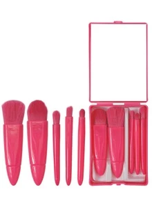 5 Piece Portable Makeup Brush Set With Mirror, Makeup Brush Case, Multi-Purpose Powder Brush, Blush Brush With Mirror Case, Mini Multi-Purpose Powder Brush, Foundation Brush, Eyeshadow Brush & Beauty Tools Blending Brush, Makeup Brush, Makeup Brush, Makeup Brush,Brush Set,Makeup Brush Kit,Make Up Brush Set,Make Up Set Complete,Makeup Brush Set,Complete Makeup Kit,Brush Kit,Brushes Makeup Set,Makeup Gift Set - Multicolor - View 4