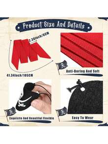 4pcs Pirate Accessories Set, Including 2pcs Pirate Headbands And 2pcs Pirate Eye Patches, For Pirate Party Halloween - Multicolor - View 4