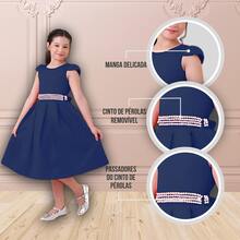 Children's Dress For Girls, Party, Wedding, Baptism, Graduation, Birthday, Princess Style With Pearls - 藏蓝色 - 查看 7