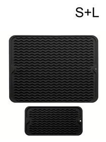 1Pc/2 Pcs Non-Slip Silicone Dish Drying Mats, Kitchen Countertop Drain Mats, Heat Resistant Silicone Mats (16" X 12", 12" X 6"), Suitable For Kitchen Countertops Or Sinks, Refrigerator Or Drawer Liners, Easy To Clean - Multicolor - View 15