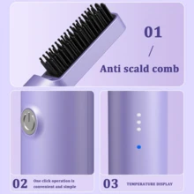 2-In-1 Hair Straightener And Curler‌;Wet/Dry Dual-Use Styling Tool‌;‌;Multifunctional StylingTool‌;Creates Smooth And Shiny Hair‌ ;Christmas Gift‌.Straightening Comb Hot Comb  Portable Hair Straightener Hair Brush  Transform Frizzy Hair To Silky Smooth Worthy Hair On The Go.Suitable For Both Home Use And Travel. It's An Ideal Gift For Women Anti-Frizz Ceramic Hot Brush To Smooth Hair, Anti-Scald Design Safety & Easy For All Ages - Xem 4