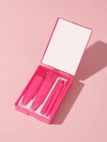 5 Piece Portable Makeup Brush Set With Mirror, Makeup Brush Case, Multi-Purpose Powder Brush, Blush Brush With Mirror Case, Mini Multi-Purpose Powder Brush, Foundation Brush, Eyeshadow Brush & Beauty Tools Blending Brush, Makeup Brush, Makeup Brush, Makeup Brush,Brush Set,Makeup Brush Kit,Make Up Brush Set,Make Up Set Complete,Makeup Brush Set,Complete Makeup Kit,Brush Kit,Brushes Makeup Set,Makeup Gift Set - Multicolor - View 1