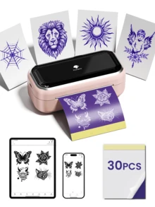 Phomemo TP31 Wireless Tattoo Transfer Stencil Printer For 3.15" X 5.24",162.24 X 132.56 Mm,Mini Tattoo Transfer Thermal Copier Machine With 30pcs Free Thermal Transfer Tattoo Paper, Tattoo Printer Kit For Tattoo Artists, Tattoo Experts, Tattoo Beginners, Thermal Tattoo Printer Specifically Built For Tattoo Use, Built-In 2200mAh Rechargable Battery With Type-C Cable, Inkless Thermal Tattoo Printer For Printing Painting, Tattoo, Logo, Clothing, Mailing, Drawing, Fast Printing Inkless Label Makers With 203dpi, Compatible With Smartphone & Computer, Portable Tattoo Printer For Gifts, Valentines Gifts, Birthday Gifts - 粉色 - 查看 3