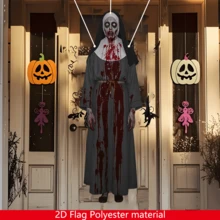 1 pieza Bandera de decoración de fiesta espeluznante de 120x40cm, sin electricidad, material de poliéster 2D, atmósfera de horror sangriento para fiesta, decoración para fiestas de Halloween, decoraciones para el hogar