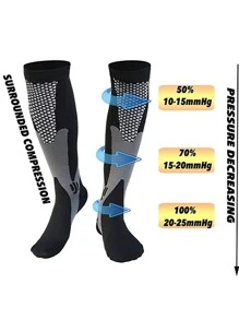 1双男女通用跑步压缩袜，足球骑行袜，20-30mmHg压缩压力，尼龙材质，专为户外骑行设计，速干透气，成人运动袜，篮球网球袜，舒适保暖 - 彩色 - 查看 7