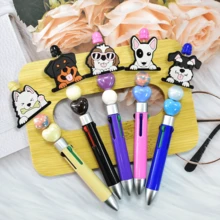 9pcs/12pcs Pet Dog Series Focal Beads Set, Cute Labrador Corgi Paw Print Cartoon Pattern Beads For Keychain Pen Decoration DIY Accessories, Pen Not Included - Multicolor - View 3