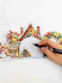 圣诞立体贺卡，圣诞老人送礼物，圣诞精灵图案可爱，适合任何人，附信封