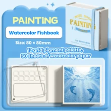 1pc Portable Watercolour Sketchbook With Palette, Suitable For Travel Use, Contains 50 Sheets Of Paper, Comes With A Removable Palette Box And Medium-Weight Textured Paper, Suitable For Travel And Outdoor Art Projects (Paints Not Included), Outdoor Painting Equipment | Art Sketchbook | Durable Cover, Watercolour Painting Supplies, Back-To-School Essentials